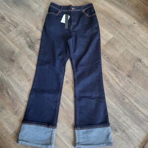 House of Harlow High Rise Dark Wash Cuffed Ankle Jeans 27 NEW Classic Capsule